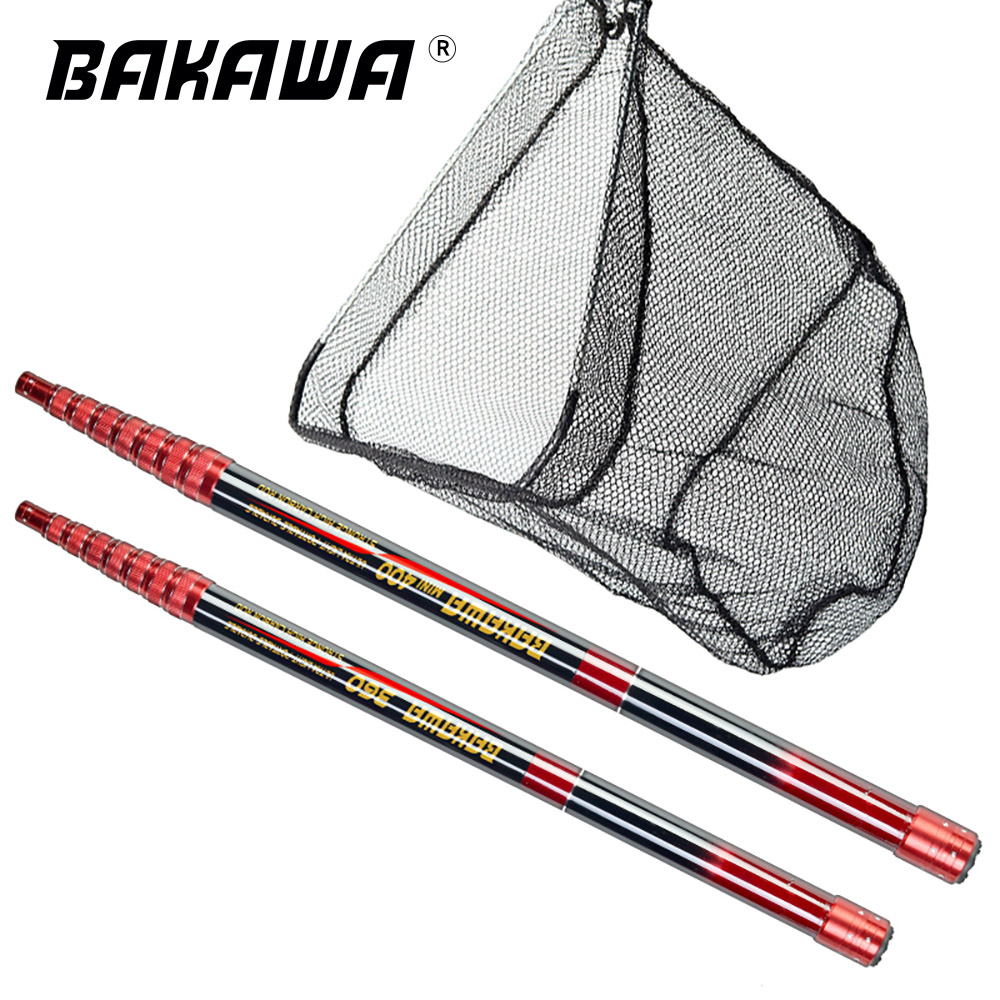 Landing Net Telescopic - 折りたたみ式フィッシングネット,軽量折りたたみ式掘削機,カーボンファイバーネット,3m/4m/2.1m