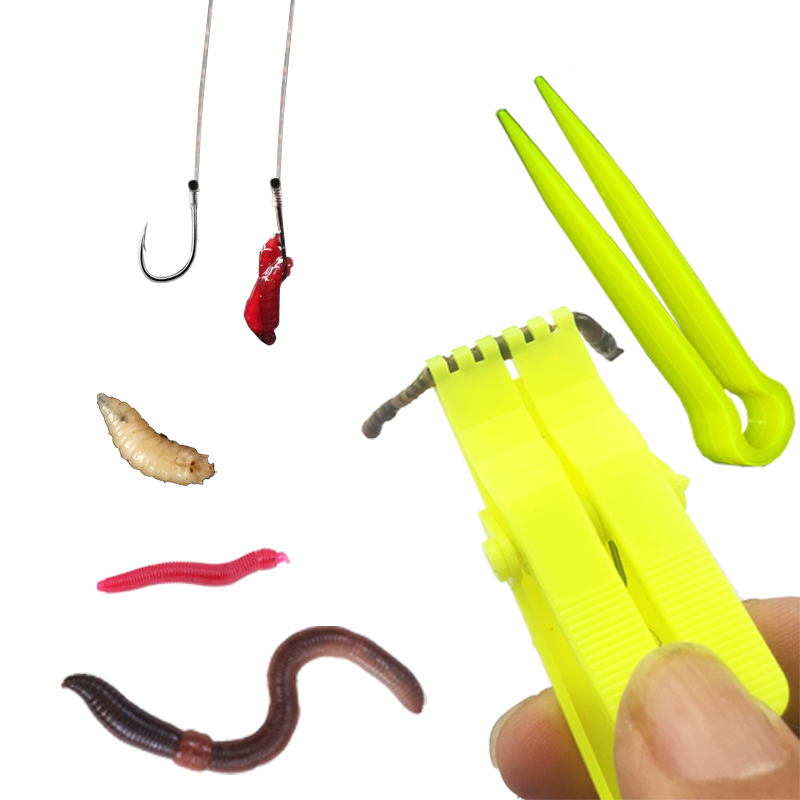 Fishing Equipment Basics - スマートカワセミ釣り釣りライブベイトフッカーキットウジ虫赤いアースワームハンガーハングレッドワームフック安全クリアクイック