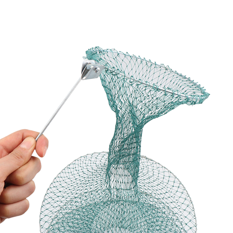 Landing Net Telescopic - 漁網 3/4/5/6 層折りたたみ伸縮式速乾性ナイロンメッシュ釣りバスケット軟鋼エビケージ魚ケージ魚トラップ