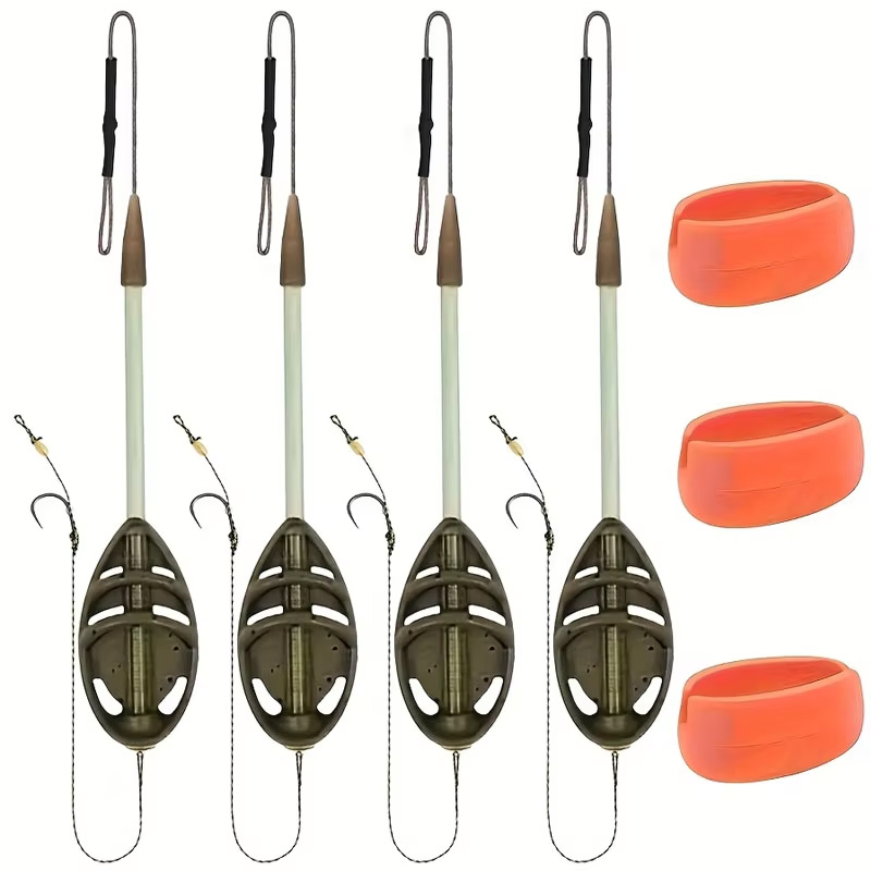 Fishing Equipment Basics - 鯉釣り用フィーダーラインセット（30/40/50/60グラム）：モールド+鯉釣り針付き、素早く交換可能なサブライン付き