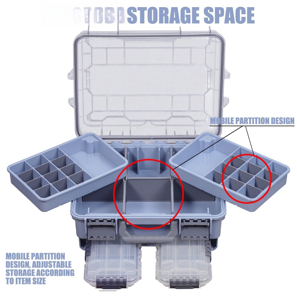 Fishing Equipment Box - 1pc 防水二重層ポータブル釣具ボックス、大きな収納スペースを備えた屋外釣り用品アクセサリーの整理用