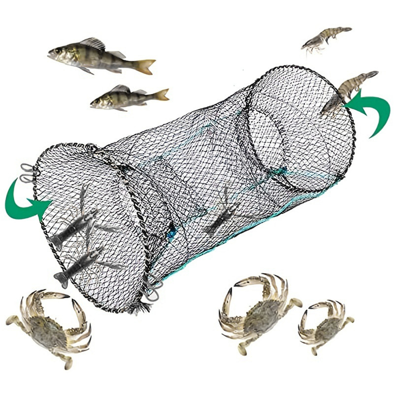 Landing Net Telescopic - 伸縮式折りたたみ式ザリガニカニ魚捕獲網 1-2 個エビロブスターケージ用ポータブル折りたたみ式折りたたみネットワーク