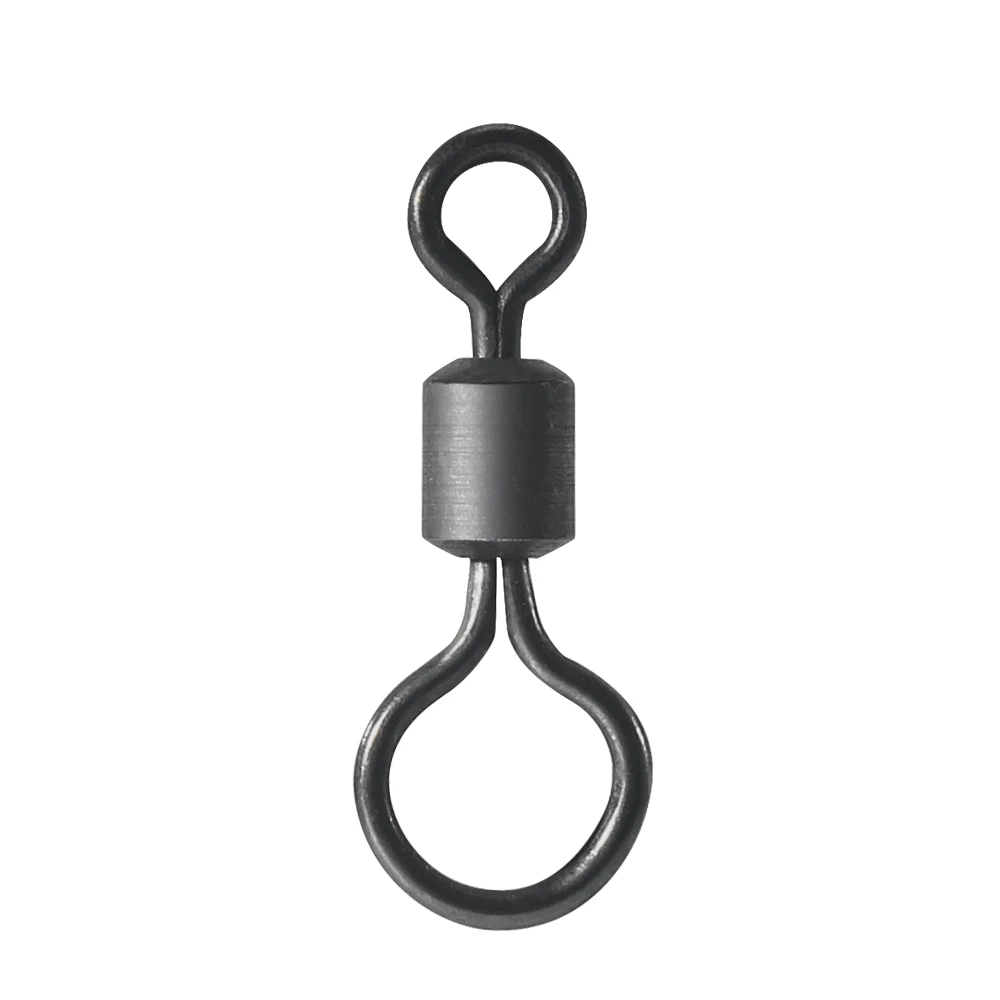 Fishing Equipment Basics - 100個入り 鯉釣り用スイベル ビッグアイ ローリングスイベル マットブラック 鯉釣り用クイックチェンジコネクター