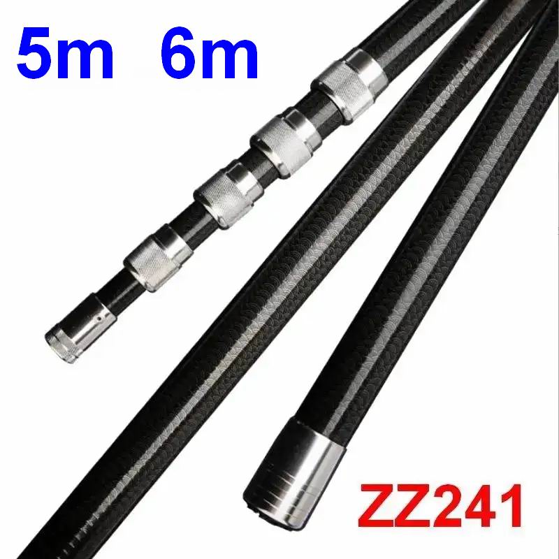 Landing Net Telescopic - ZZ241 ZZ290A 5m 6m釣り網用ハンドリングポール（カーボンファイバー製）果物摘み取り用ロッド（ネット、ナイフ、フックなし）あらゆる長さに対応