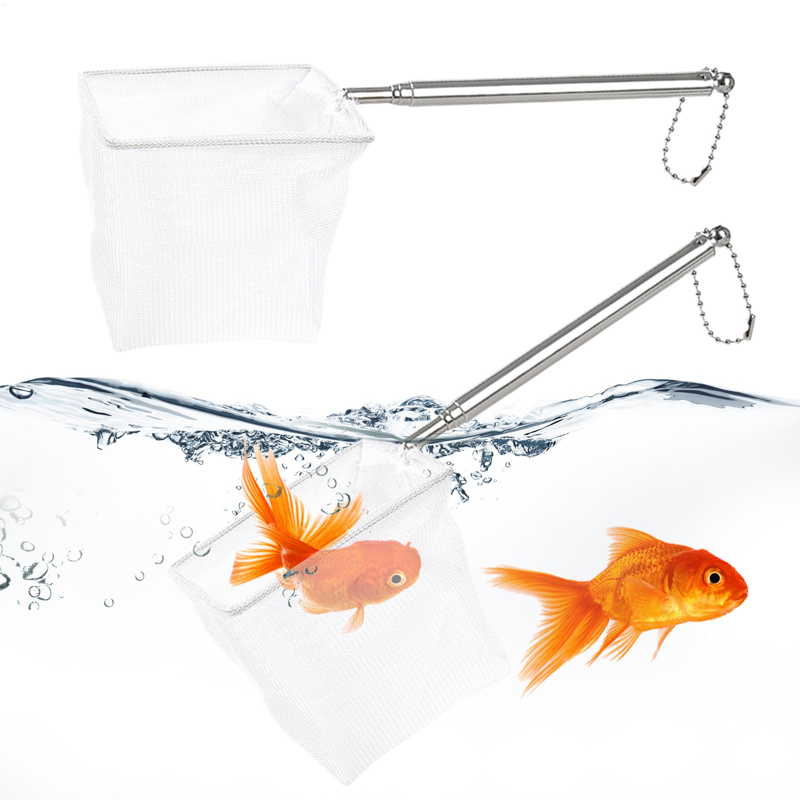 Landing Net Telescopic - 2 個の小さな魚網伸縮ハンドルステンレス鋼ランディングディップキャッチメッシュ水族館池湖ボート屋外釣りツールセット