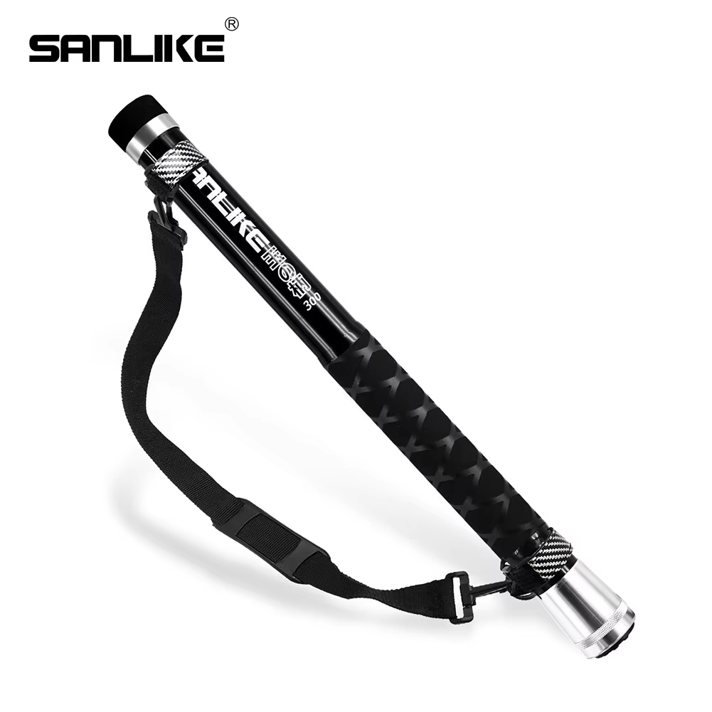 Landing Net Telescopic - Sanlike-伸縮式カーボンファイバーフィッシングネット、フィッシングネット、ロングハンドル、ポータブル、コンパクトベルト、ランディングロッド、フィッシングツール、ブラック、3m
