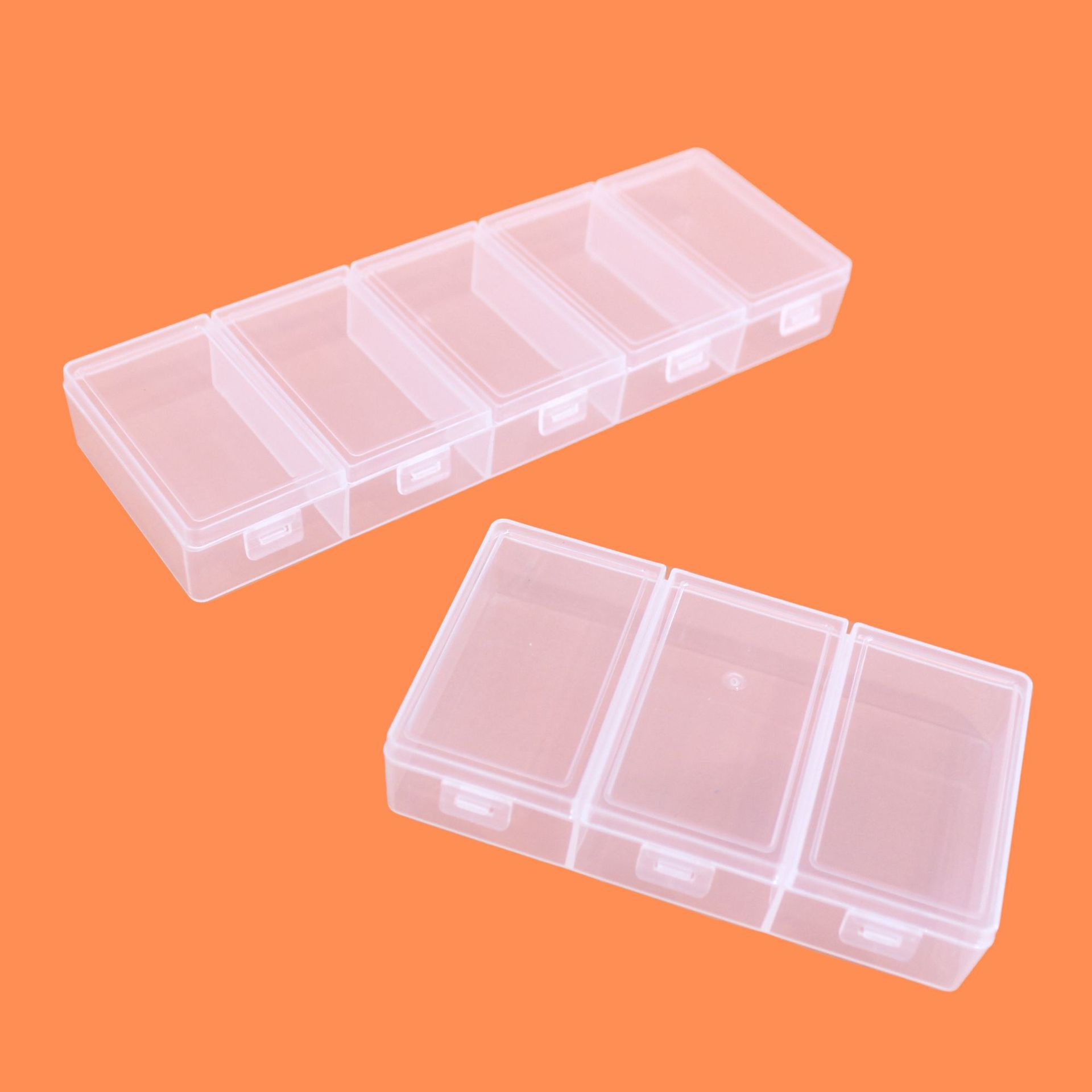 透明プラスチック製収納ボックス、個別蓋付き、3～5つのグリッ - Fishing Equipment Box のレビューと価格