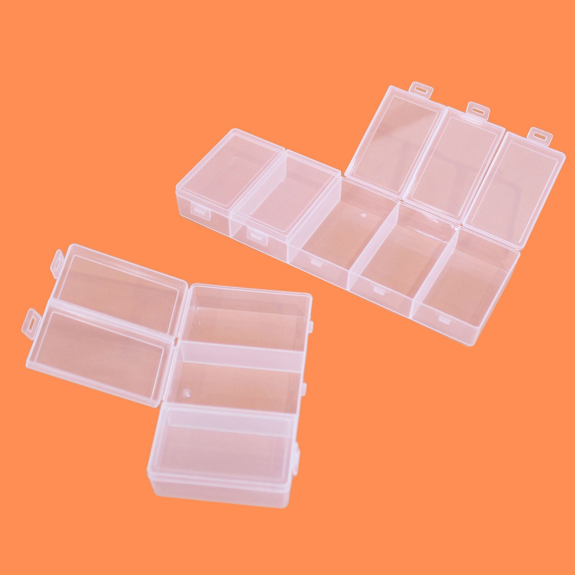 透明プラスチック製収納ボックス、個別蓋付き、3～5つのグリッ - Fishing Equipment Box のレビューと価格