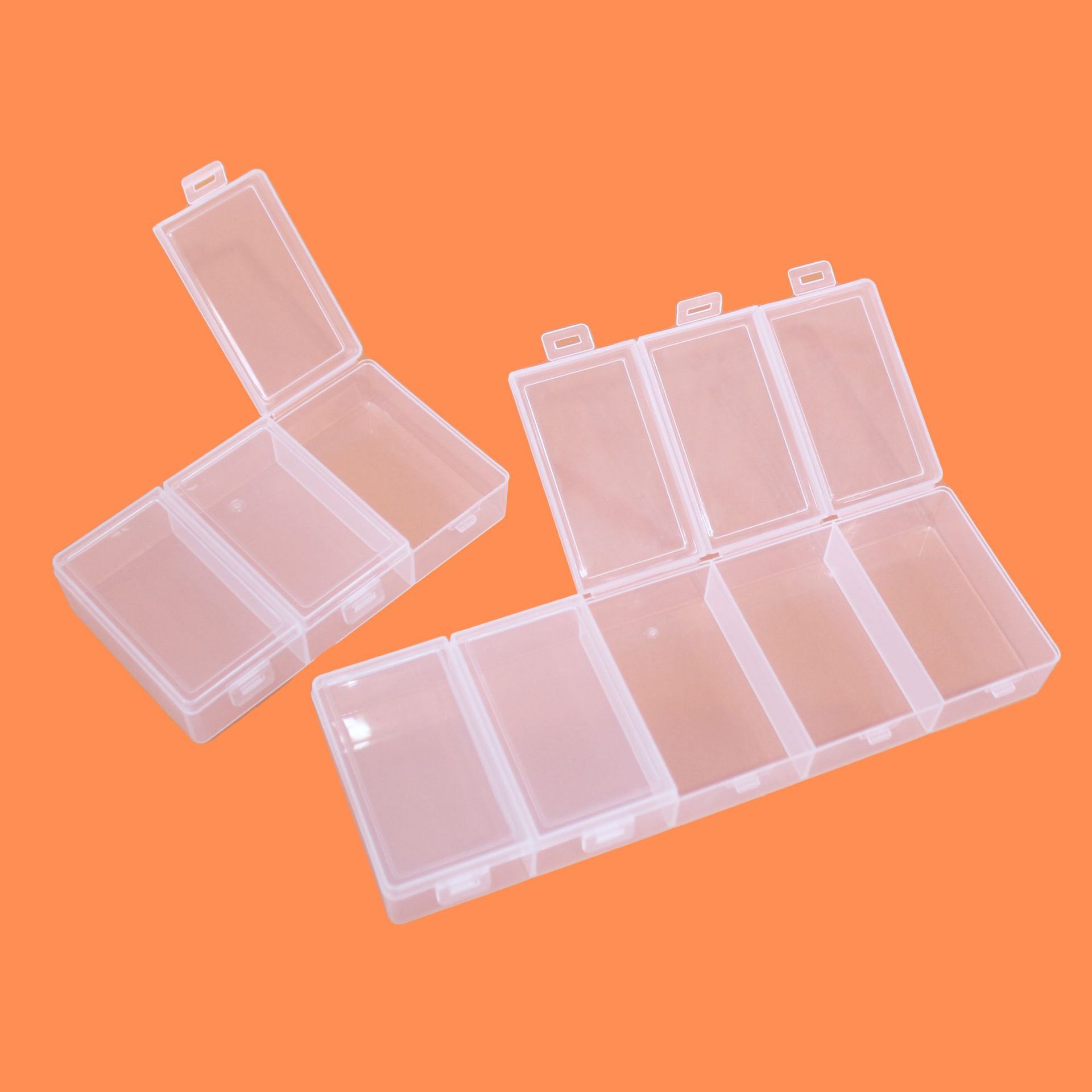 透明プラスチック製収納ボックス、個別蓋付き、3～5つのグリッ - Fishing Equipment Box のレビューと価格
