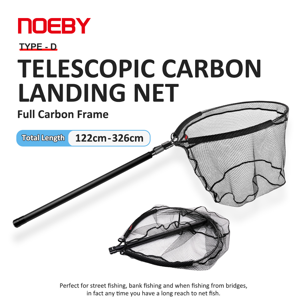 NOEBY 伸縮式ランディングネット フルカーボンフレーム  - Landing Net Telescopic のレビューと価格
