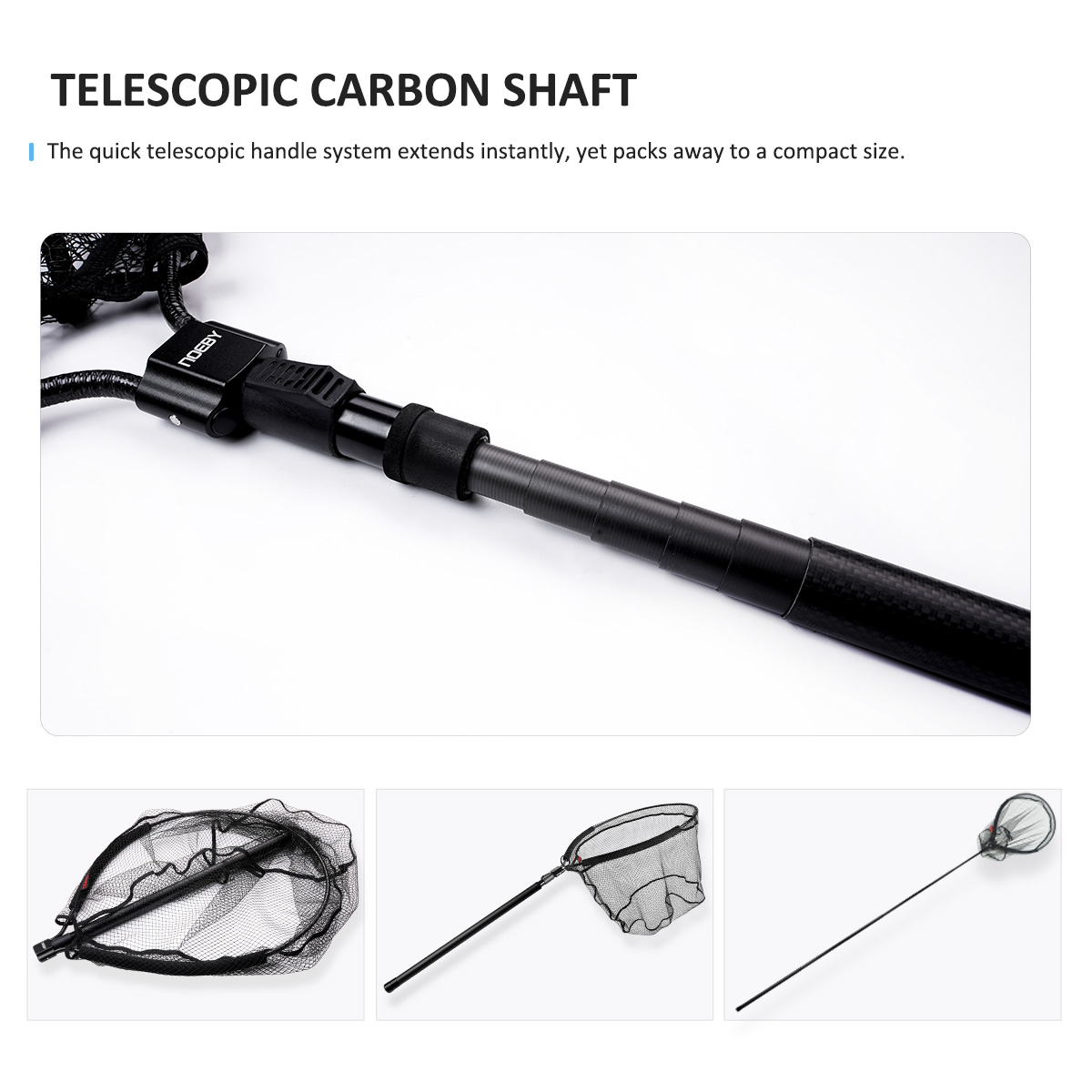 NOEBY 伸縮式ランディングネット フルカーボンフレーム  - Landing Net Telescopic のレビューと価格