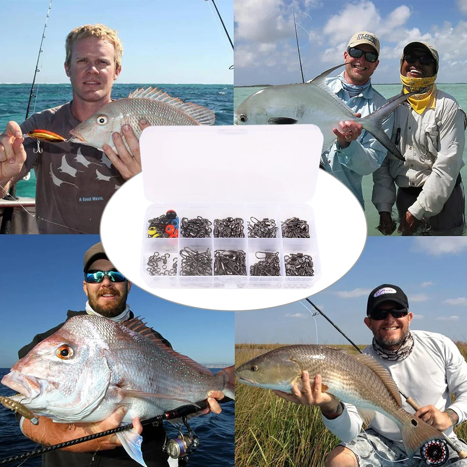 115個の釣り用スイベルコネクターキット（ボックス付き）-  - Fishing Equipment Box のレビューと価格