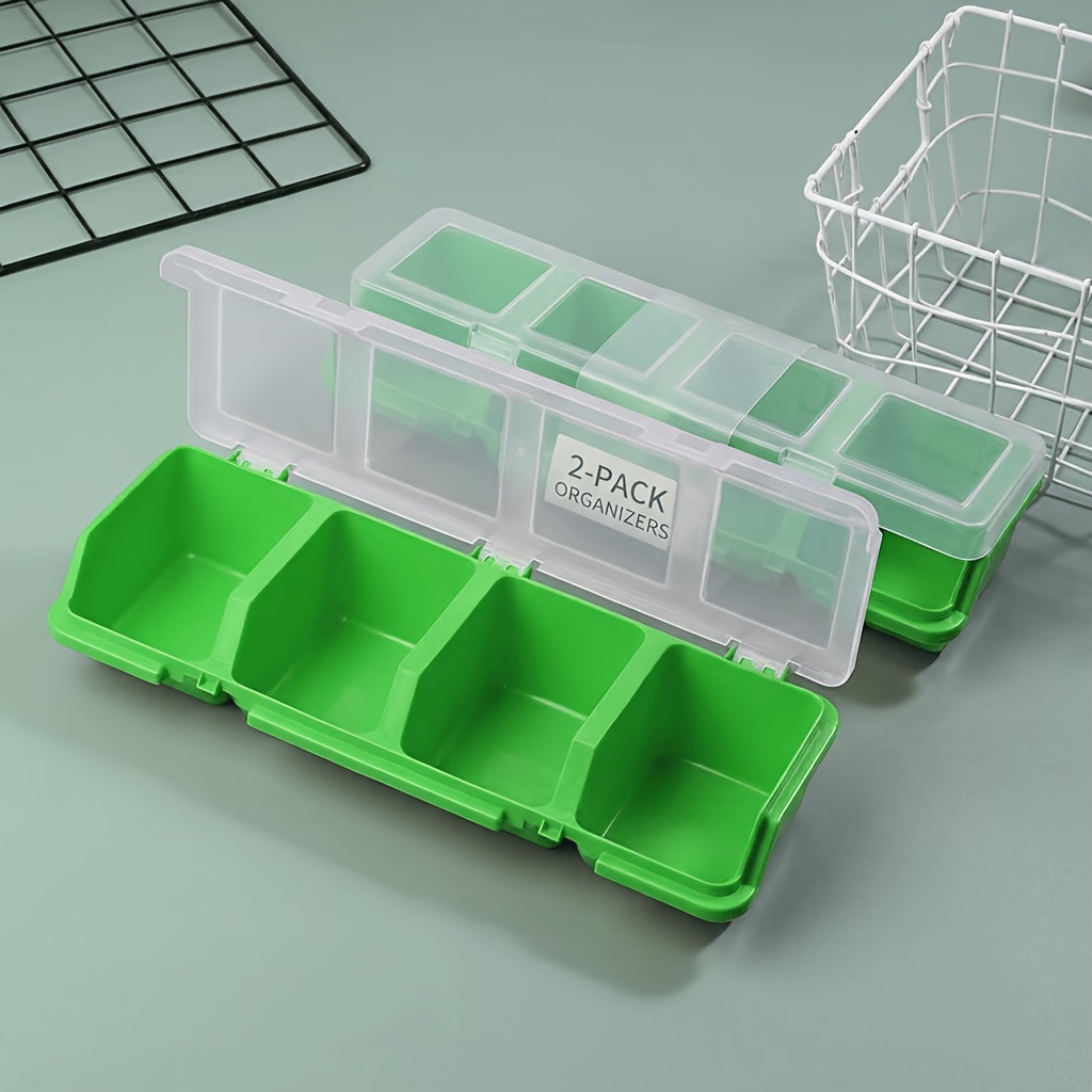 2パック4コンパートメントプラスチック製小型部品オーガナイザ - Fishing Equipment Box のレビューと価格