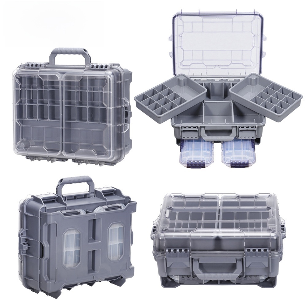 1pc 防水二重層ポータブル釣具ボックス、大きな収納スペース - Fishing Equipment Box のレビューと価格