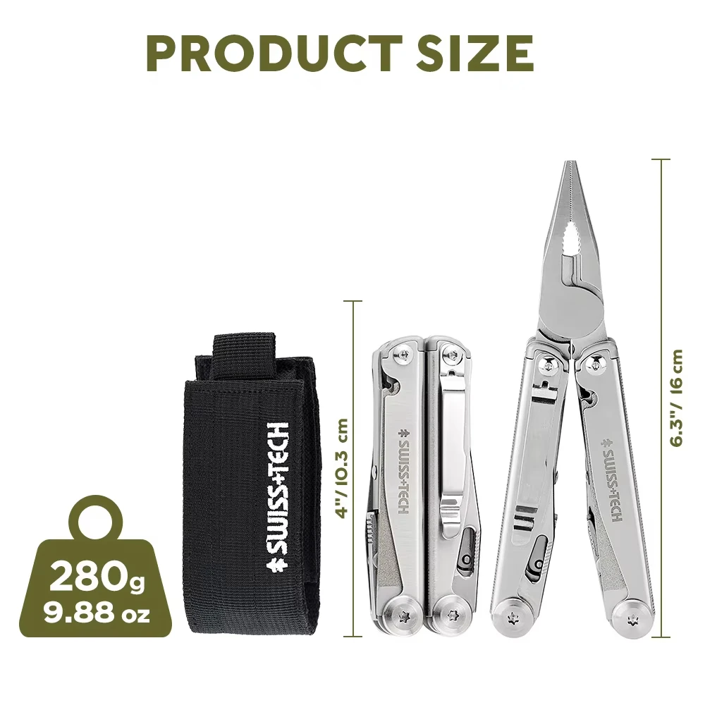 SWISS TECH 18 in 1 マルチツールプライヤー - Fishing Equipment Box のレビューと価格