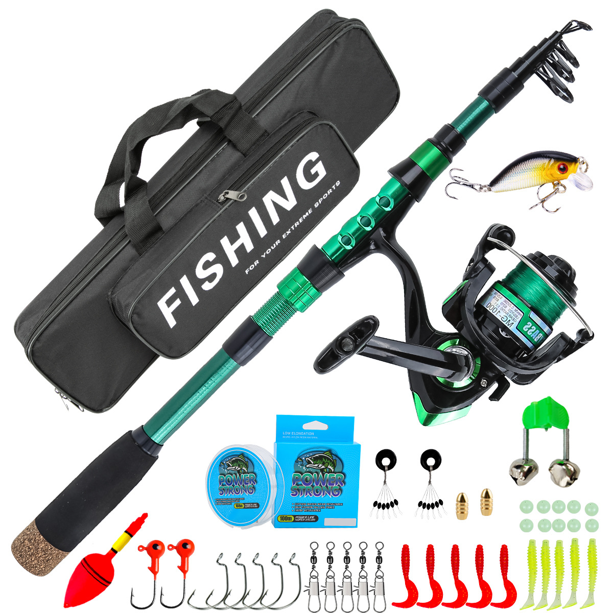 1.8メートルグリーンカーボンファイバーテレスコピックルアー - Fishing Equipment Box のレビューと価格